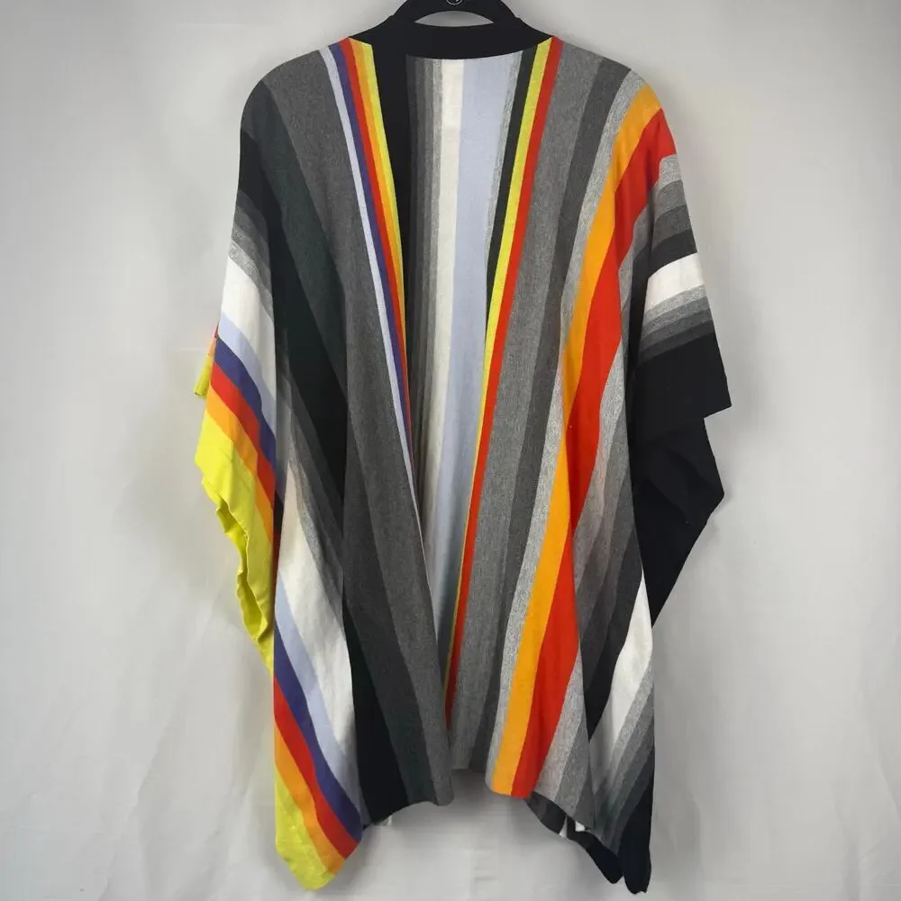 Cabi Multicolor Striped Serape Convertible Poncho Cape 100% Cotton Size M/L - Picture 2 of 9